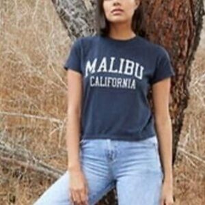 Malibu CA Navy Blue Cotton Tee One Size John Galt Brandy Melville
